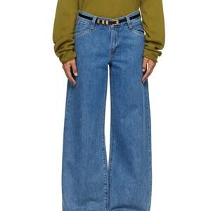 Levi's Blue '94 Baggy Wide Leg Jeans Raw Distressed Hem‎ Size 29 Cropped